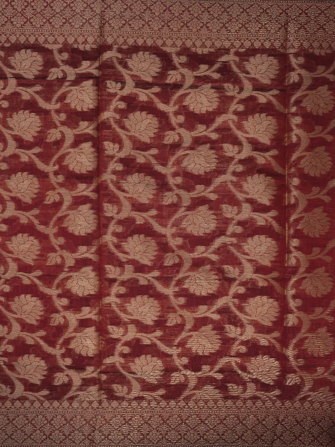 Maroon Zari Silk Blend Embellished Dress Material with Dupatta