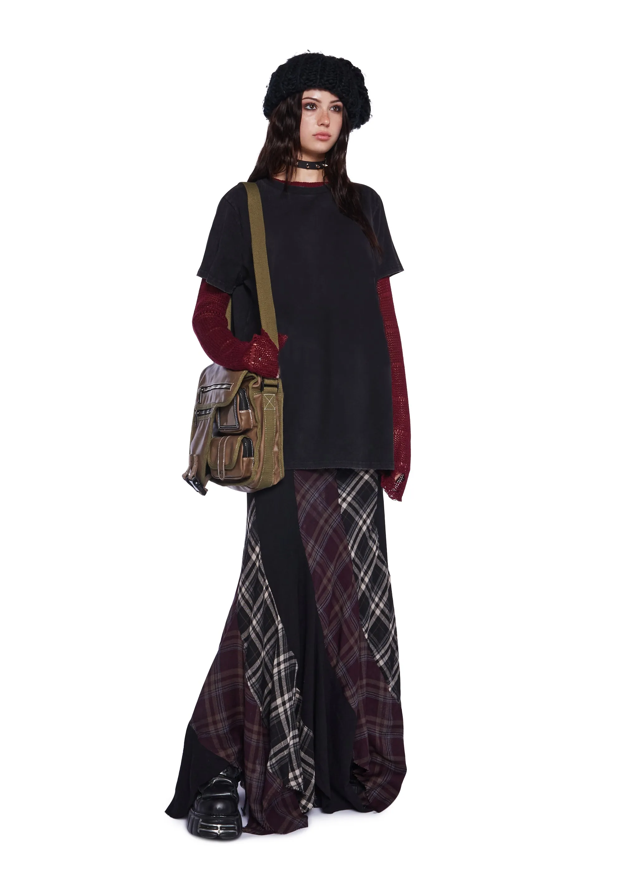 Masterpiece Moda Plaid Maxi Skirt
