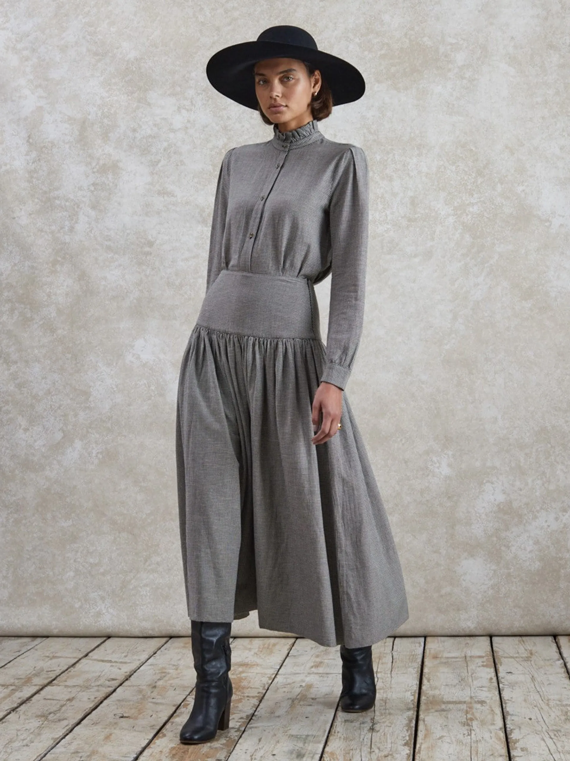 Maud woven check skirt