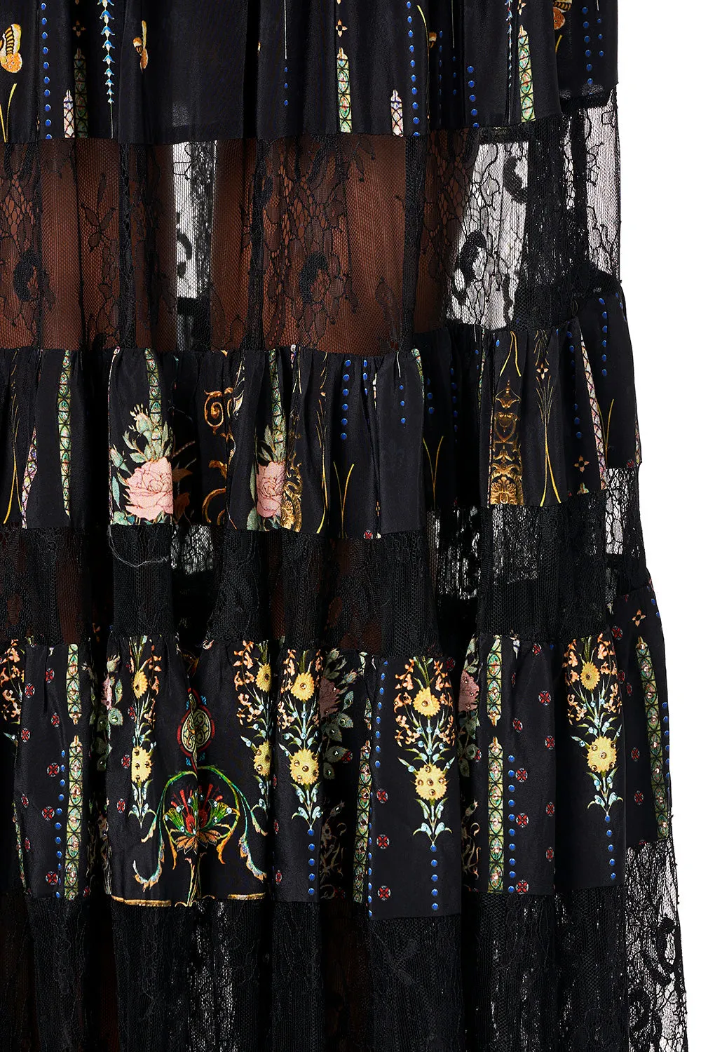 MAXI SKIRT WITH LACE INSERTS REBELLE REBELLE