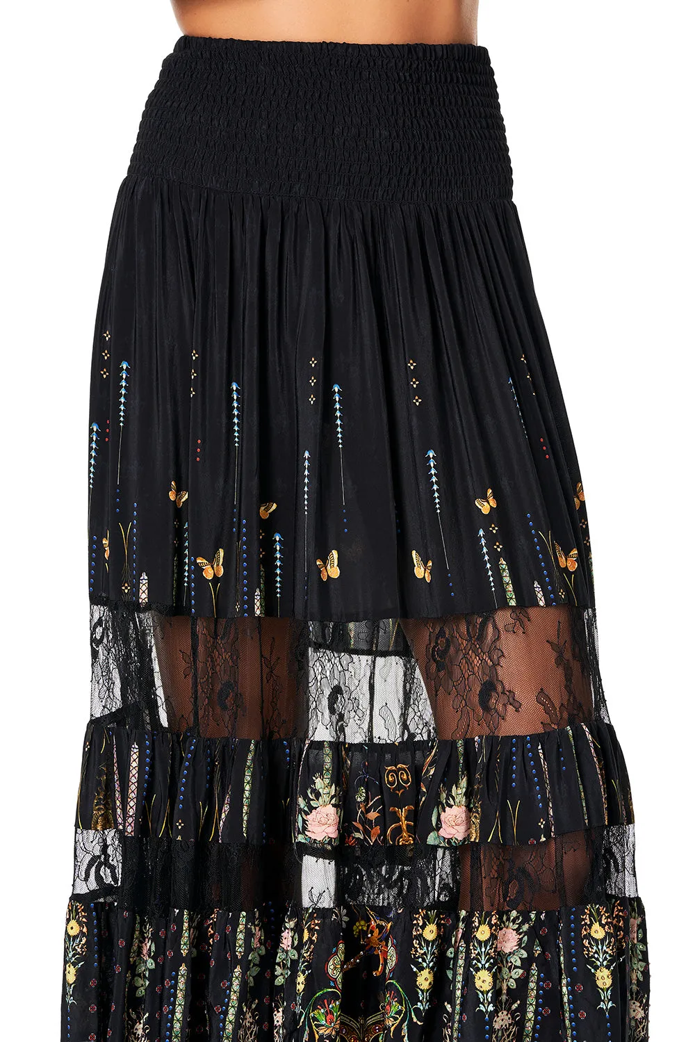 MAXI SKIRT WITH LACE INSERTS REBELLE REBELLE