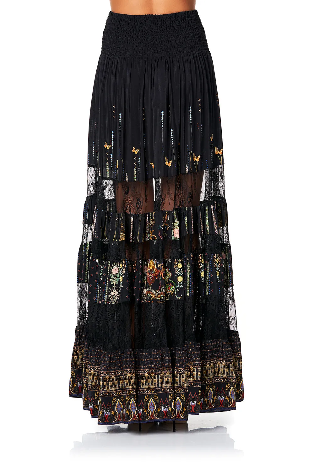MAXI SKIRT WITH LACE INSERTS REBELLE REBELLE