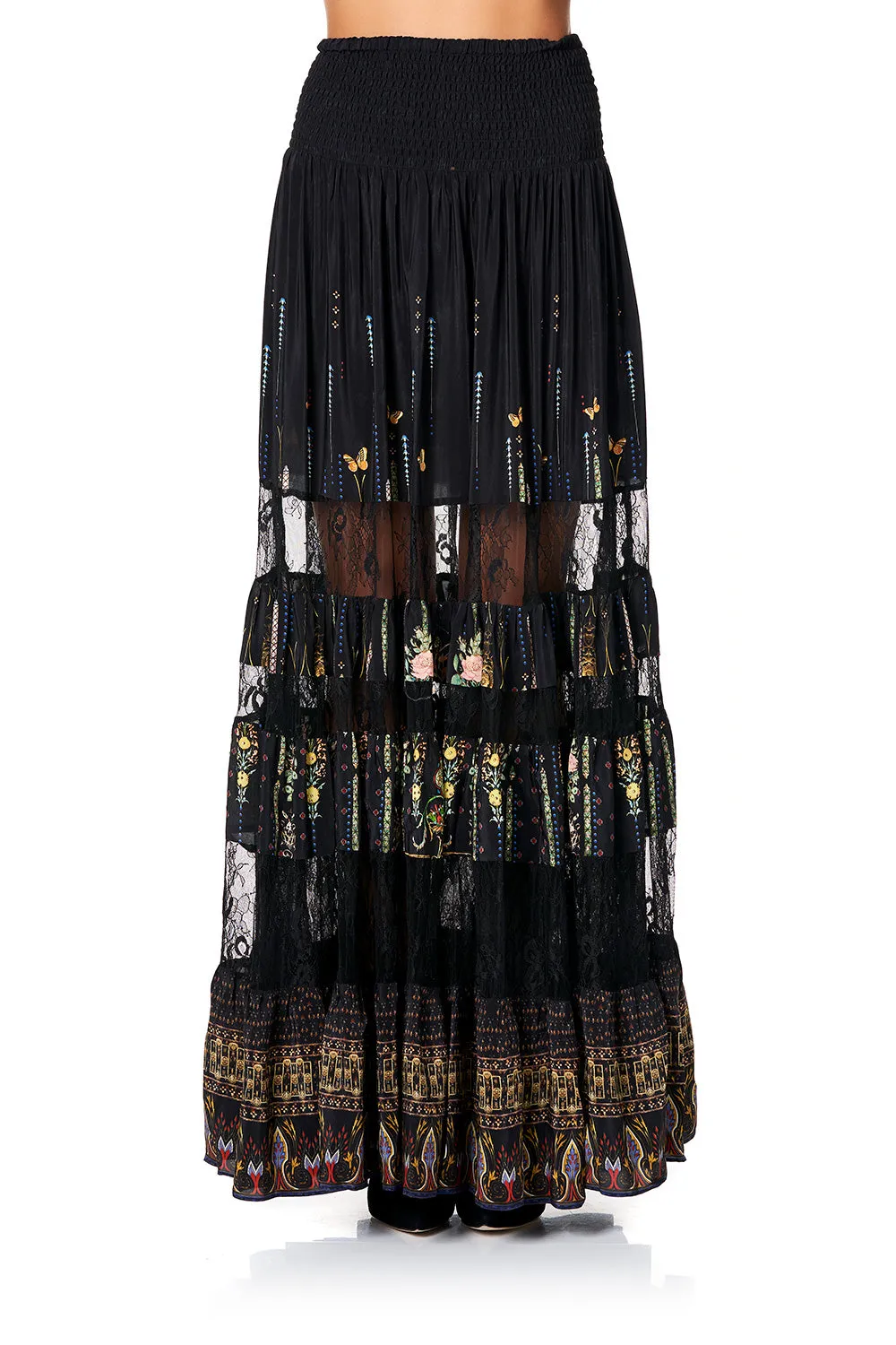 MAXI SKIRT WITH LACE INSERTS REBELLE REBELLE