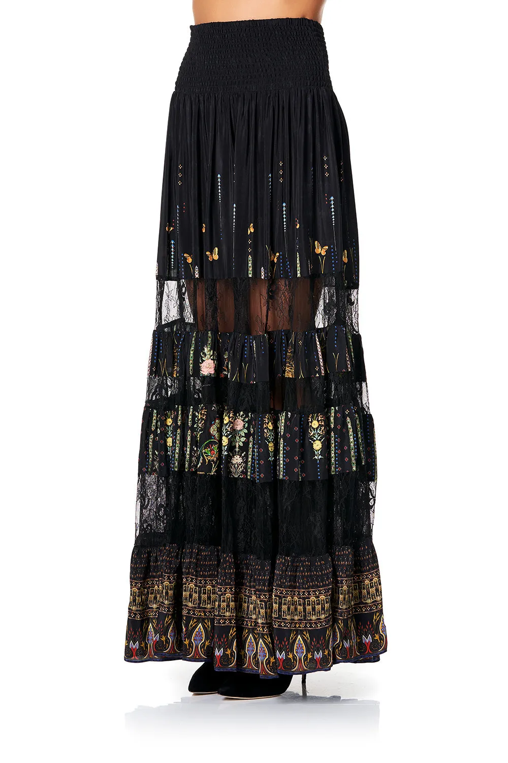 MAXI SKIRT WITH LACE INSERTS REBELLE REBELLE