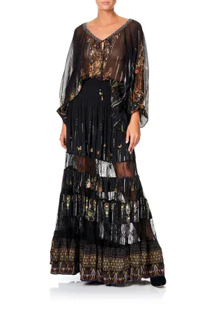 MAXI SKIRT WITH LACE INSERTS REBELLE REBELLE