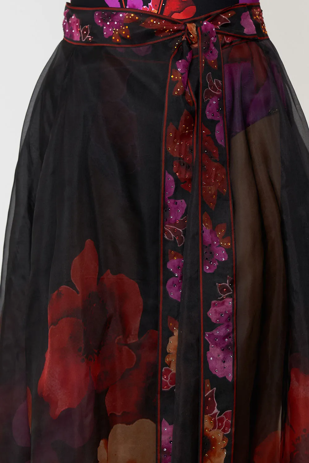 MAXI WRAP SKIRT MIDNIGHT POPPY