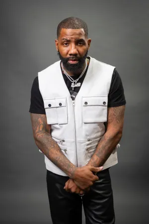 Men's Leather Tactical Vest White [Slim-Cut]