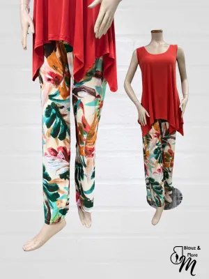 Mid Rise Straight Leg Pull-on Printed Palazzo - P2016