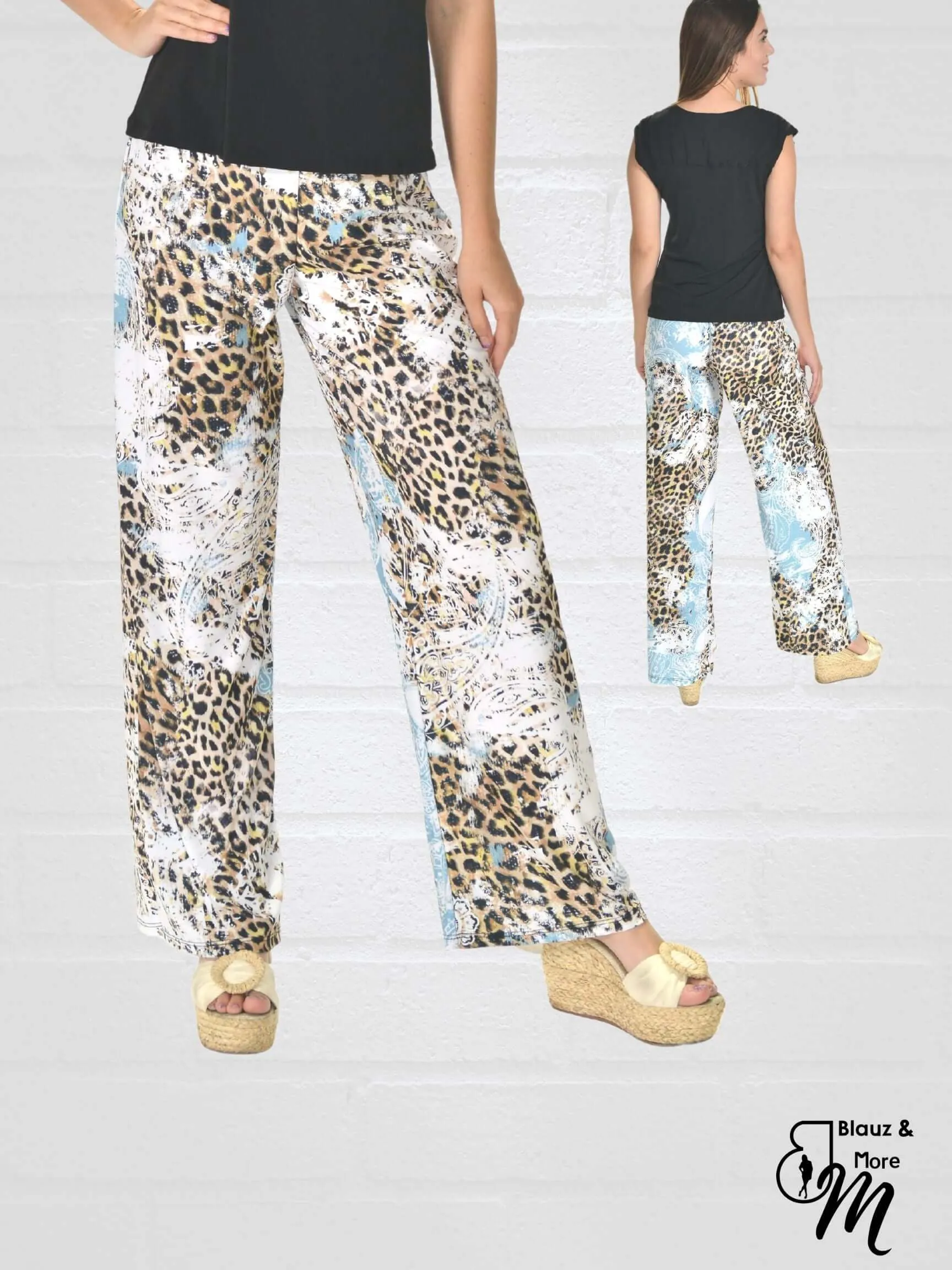 Mid Rise Straight Leg Pull-on Printed Palazzo - P2016