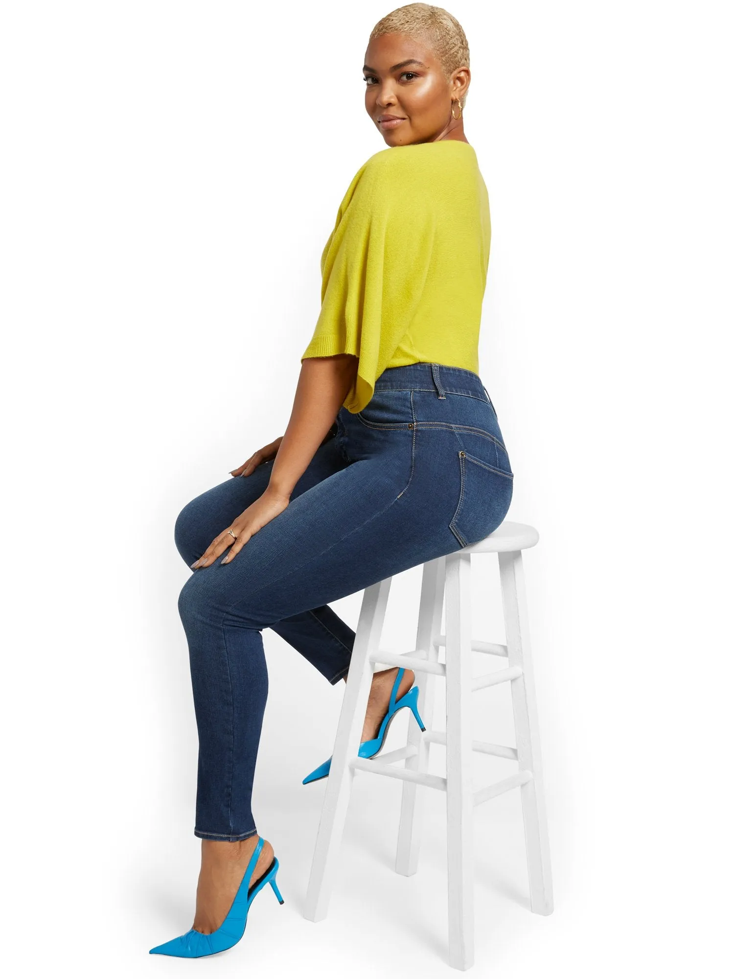 Mya Curvy High-Waisted Sculpting No Gap Super-Skinny Ankle Jeans - Foxy Blue