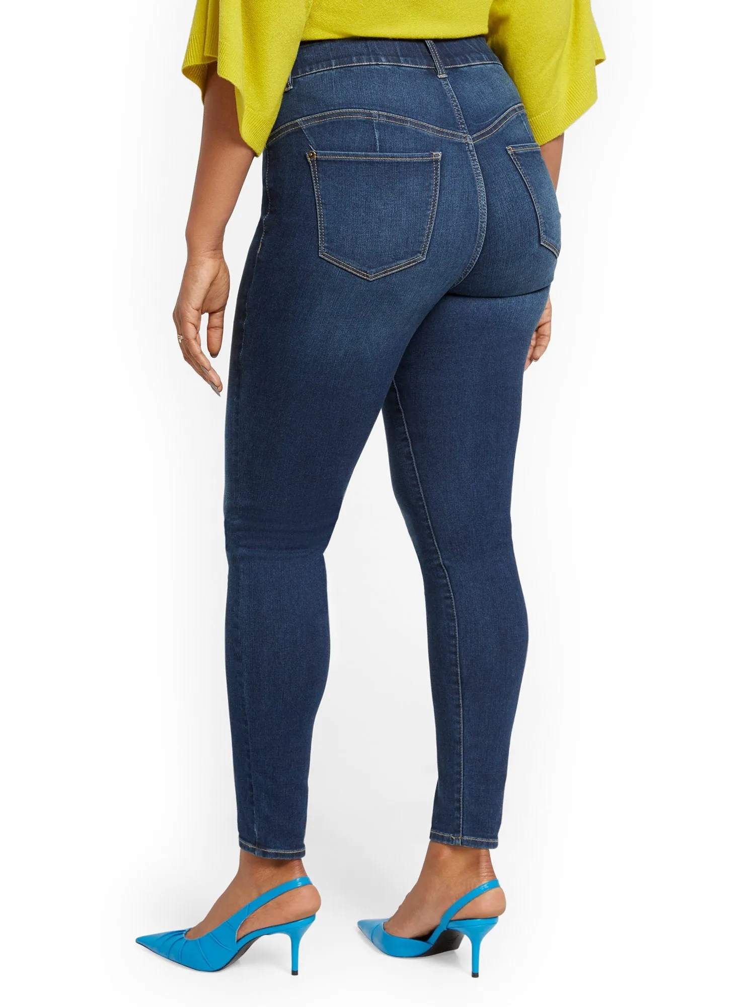 Mya Curvy High-Waisted Sculpting No Gap Super-Skinny Ankle Jeans - Foxy Blue