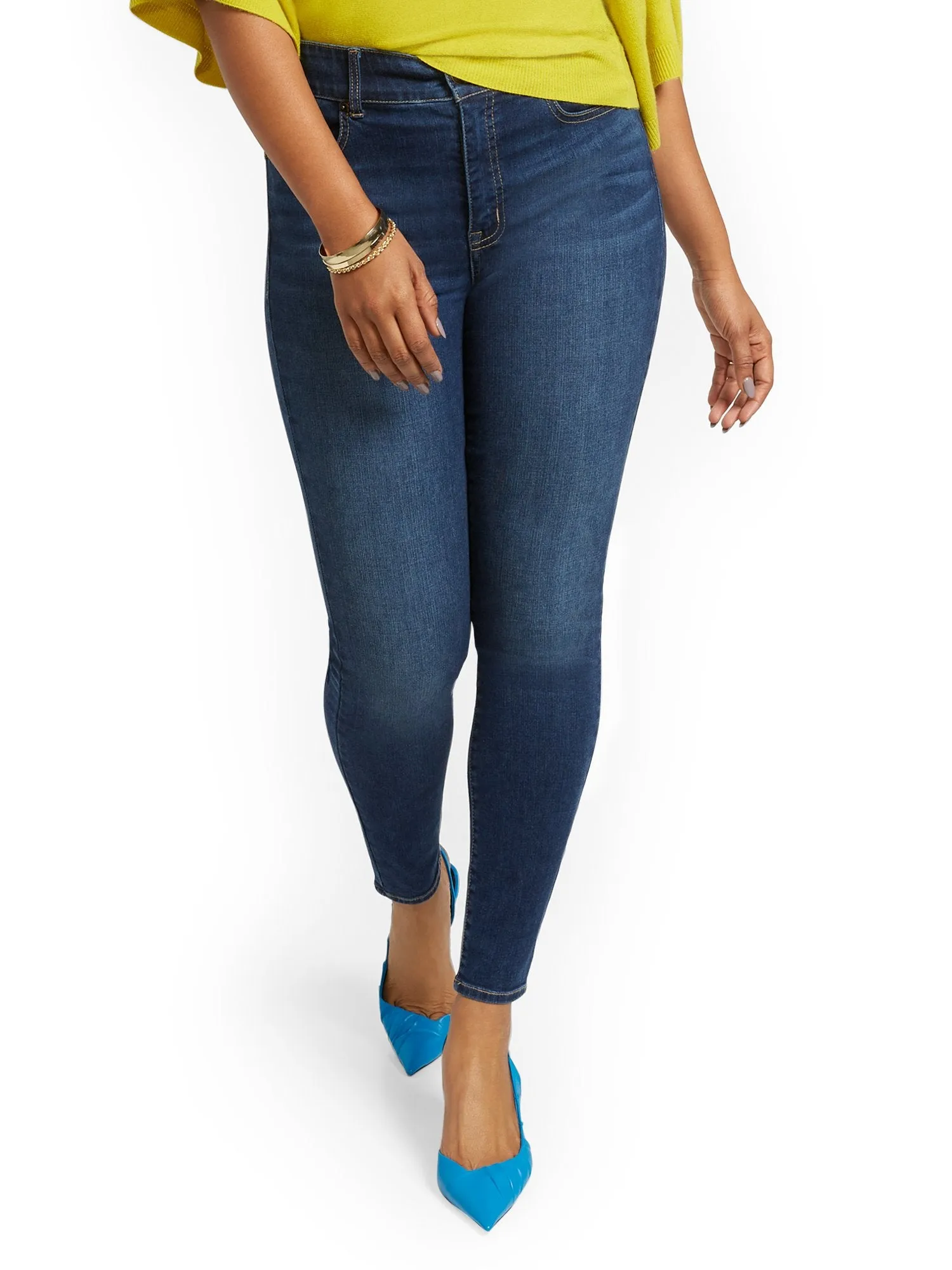 Mya Curvy High-Waisted Sculpting No Gap Super-Skinny Ankle Jeans - Foxy Blue