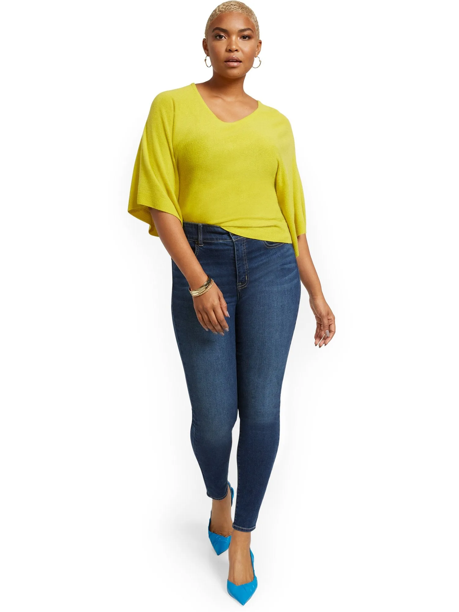 Mya Curvy High-Waisted Sculpting No Gap Super-Skinny Ankle Jeans - Foxy Blue
