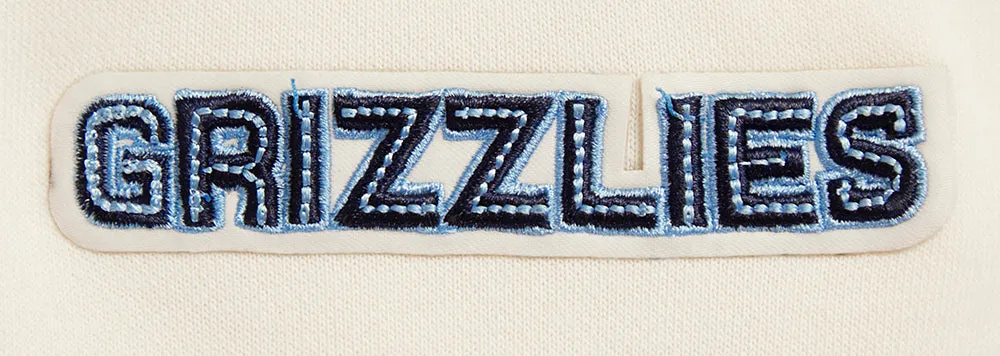 NBA MEMPHIS GRIZZLIES RETRO CLASSIC WOMEN'S RIB CROPPED PO HOODIE (EGGSHELL/UNIVERSITY BLUE)