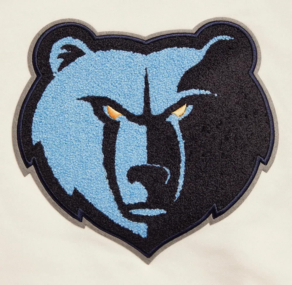 NBA MEMPHIS GRIZZLIES RETRO CLASSIC WOMEN'S RIB CROPPED PO HOODIE (EGGSHELL/UNIVERSITY BLUE)