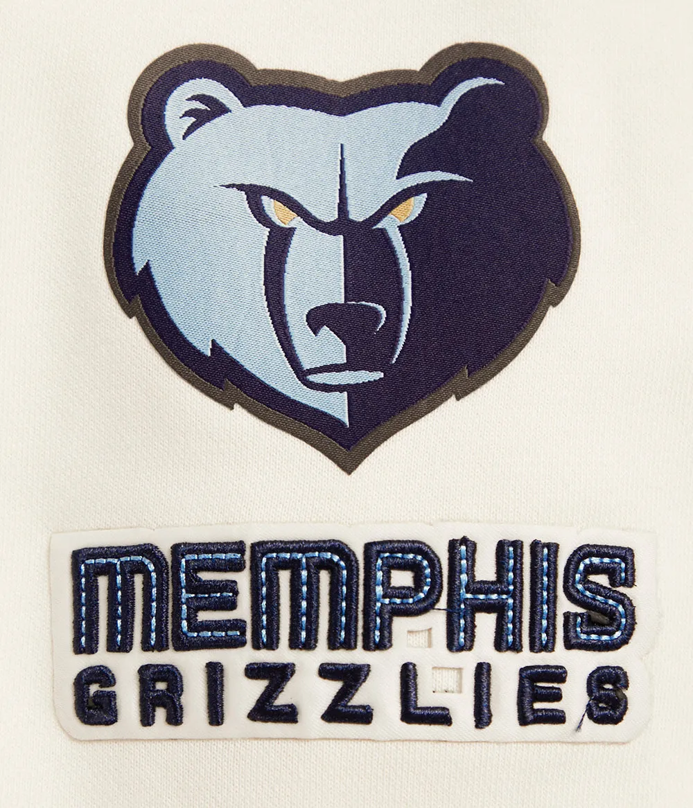 NBA MEMPHIS GRIZZLIES RETRO CLASSIC WOMEN'S RIB CROPPED PO HOODIE (EGGSHELL/UNIVERSITY BLUE)