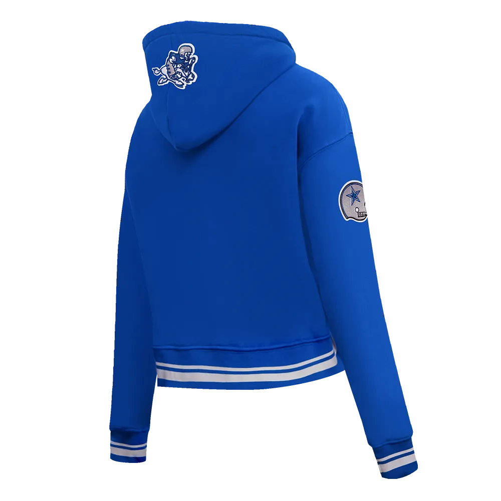NFL DALLAS COWBOYS RETRO CLASSIC WOMEN'S CROPPED PO HOODIE (DODGER BLUE)