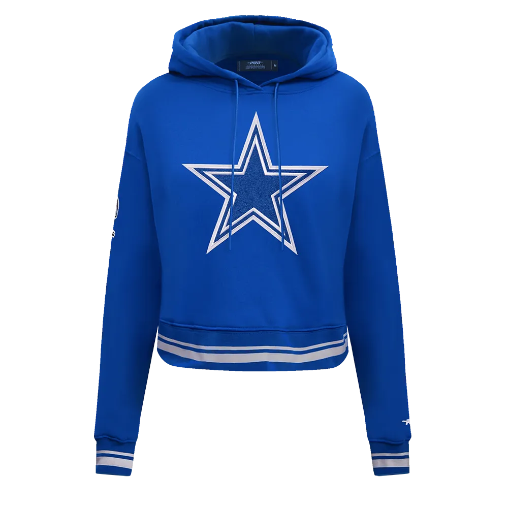 NFL DALLAS COWBOYS RETRO CLASSIC WOMEN'S CROPPED PO HOODIE (DODGER BLUE)