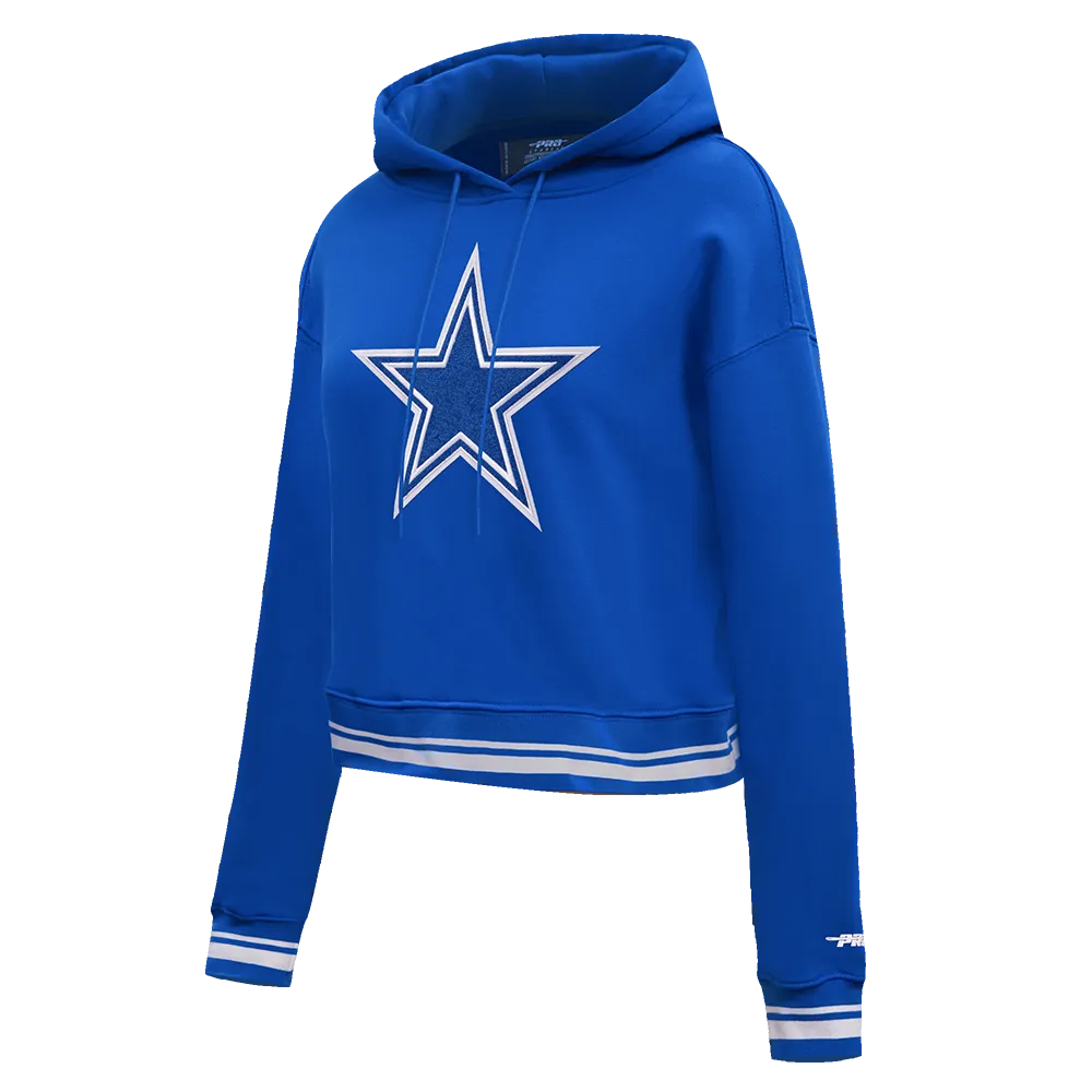NFL DALLAS COWBOYS RETRO CLASSIC WOMEN'S CROPPED PO HOODIE (DODGER BLUE)