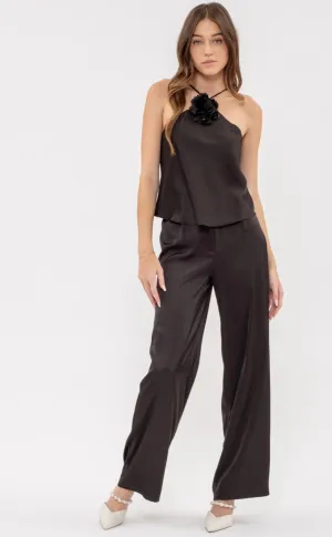 No More Secrets High Waist Wide Leg Satin Pant