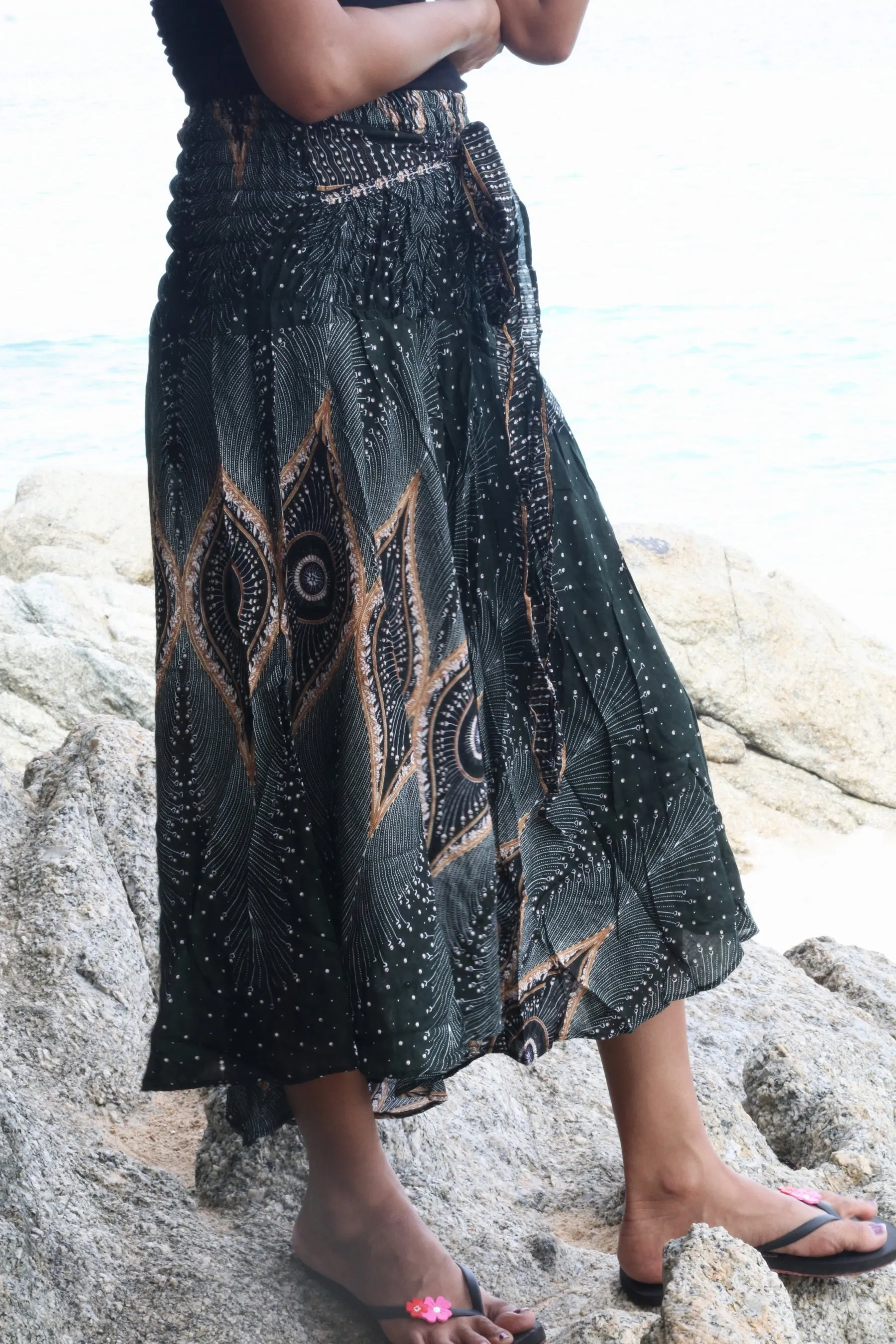 Peacock Maxi Skirts Women Boho Dress Hippie Wrap Long Skirt SKY04