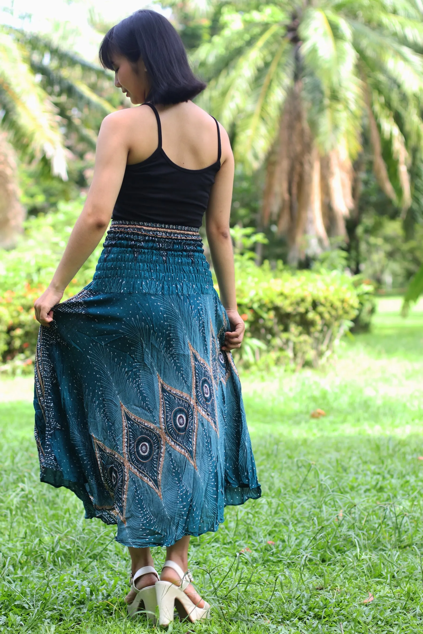 Peacock Maxi Skirts Women Boho Dress Hippie Wrap Long Skirt SKY04