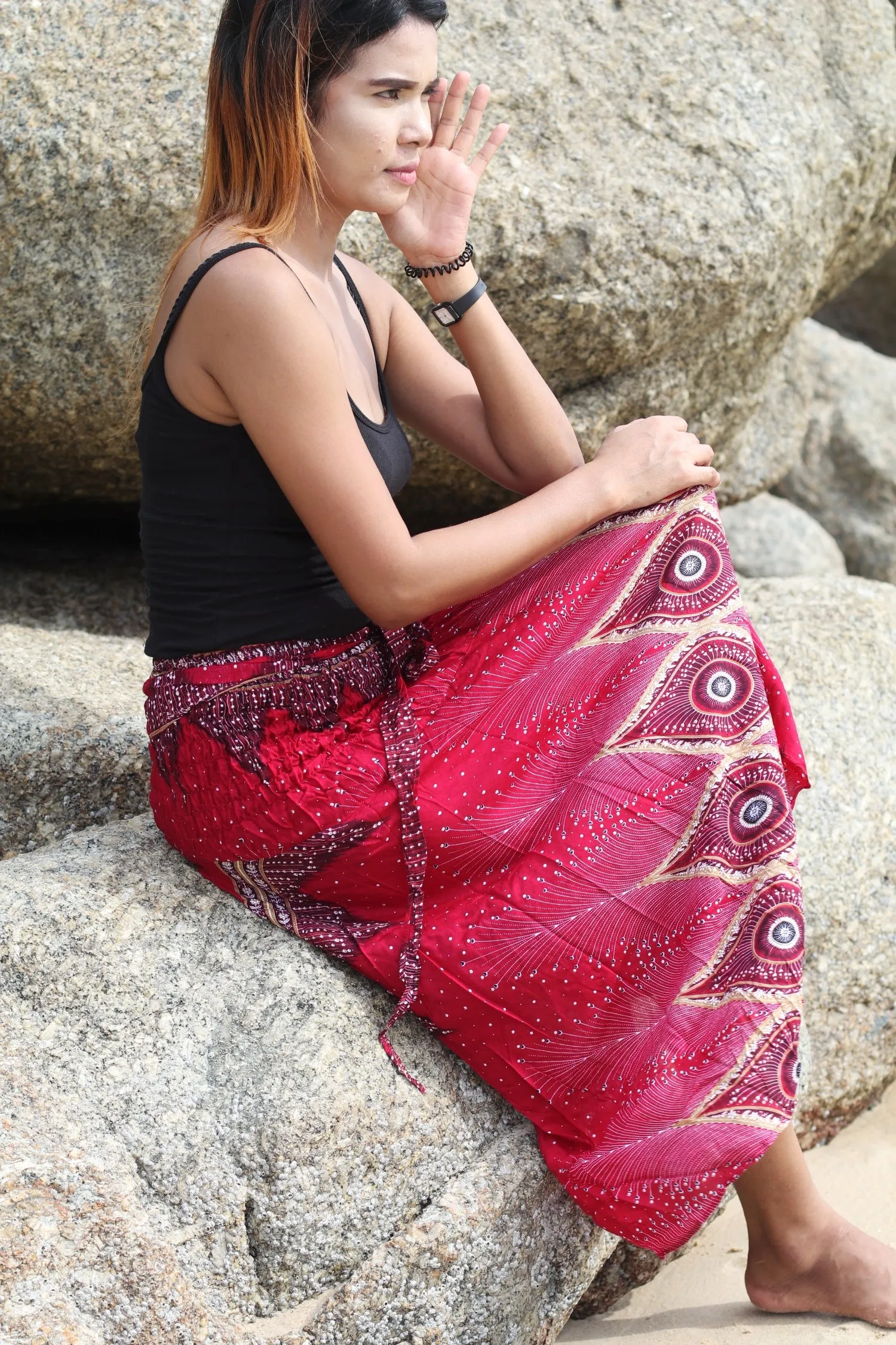 Peacock Maxi Skirts Women Boho Dress Hippie Wrap Long Skirt SKY04
