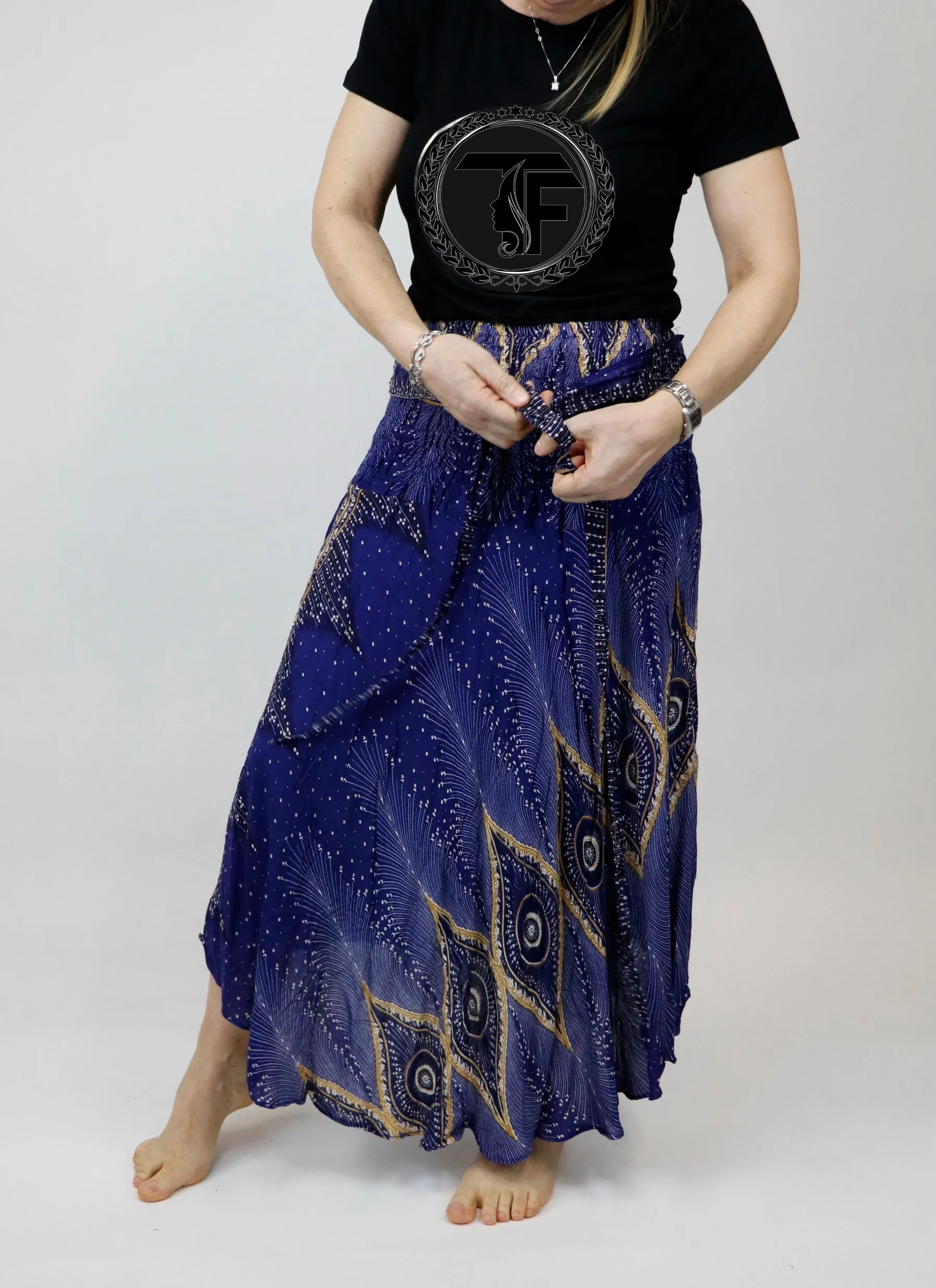 Peacock Maxi Skirts Women Boho Dress Hippie Wrap Long Skirt SKY04