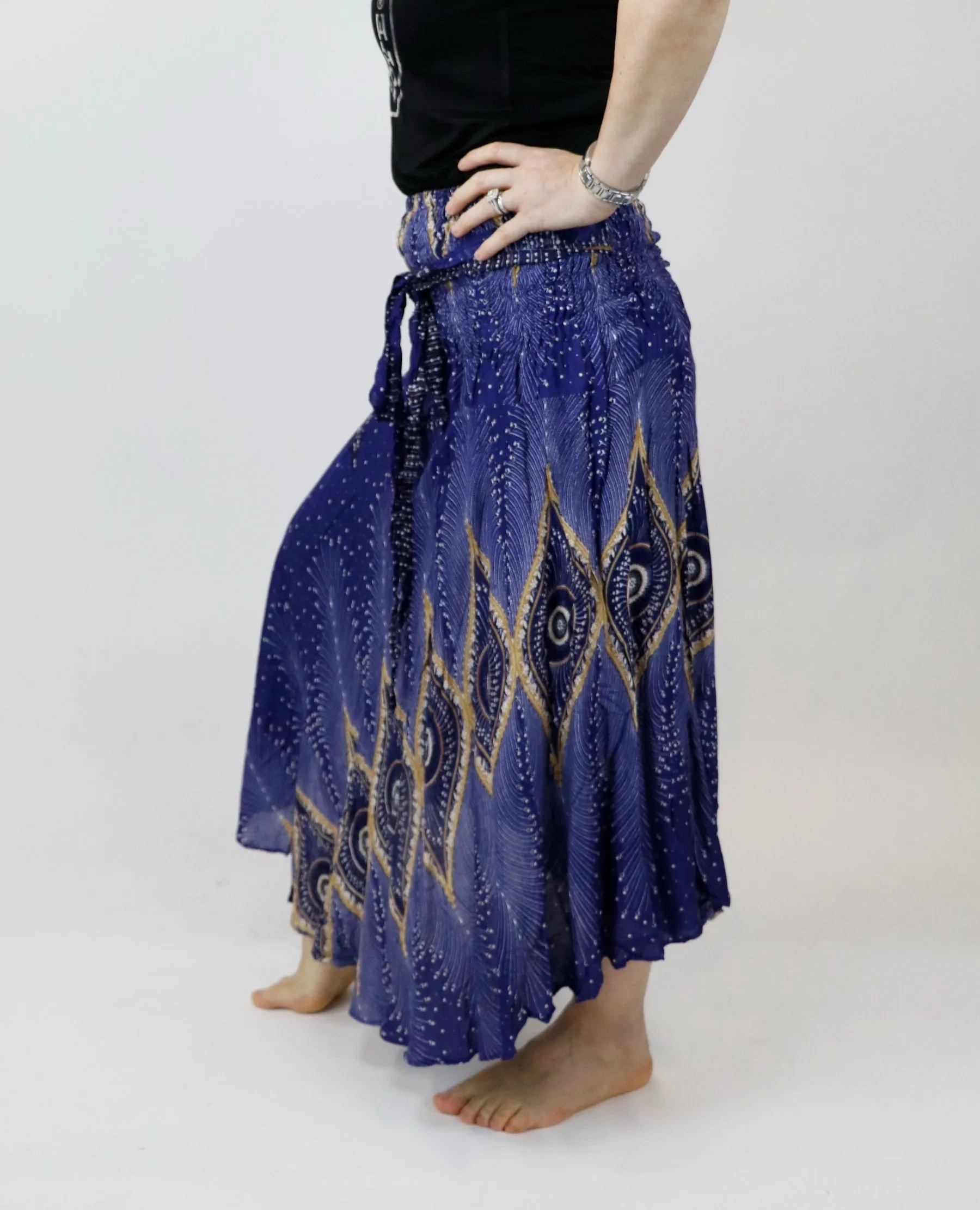 Peacock Maxi Skirts Women Boho Dress Hippie Wrap Long Skirt SKY04