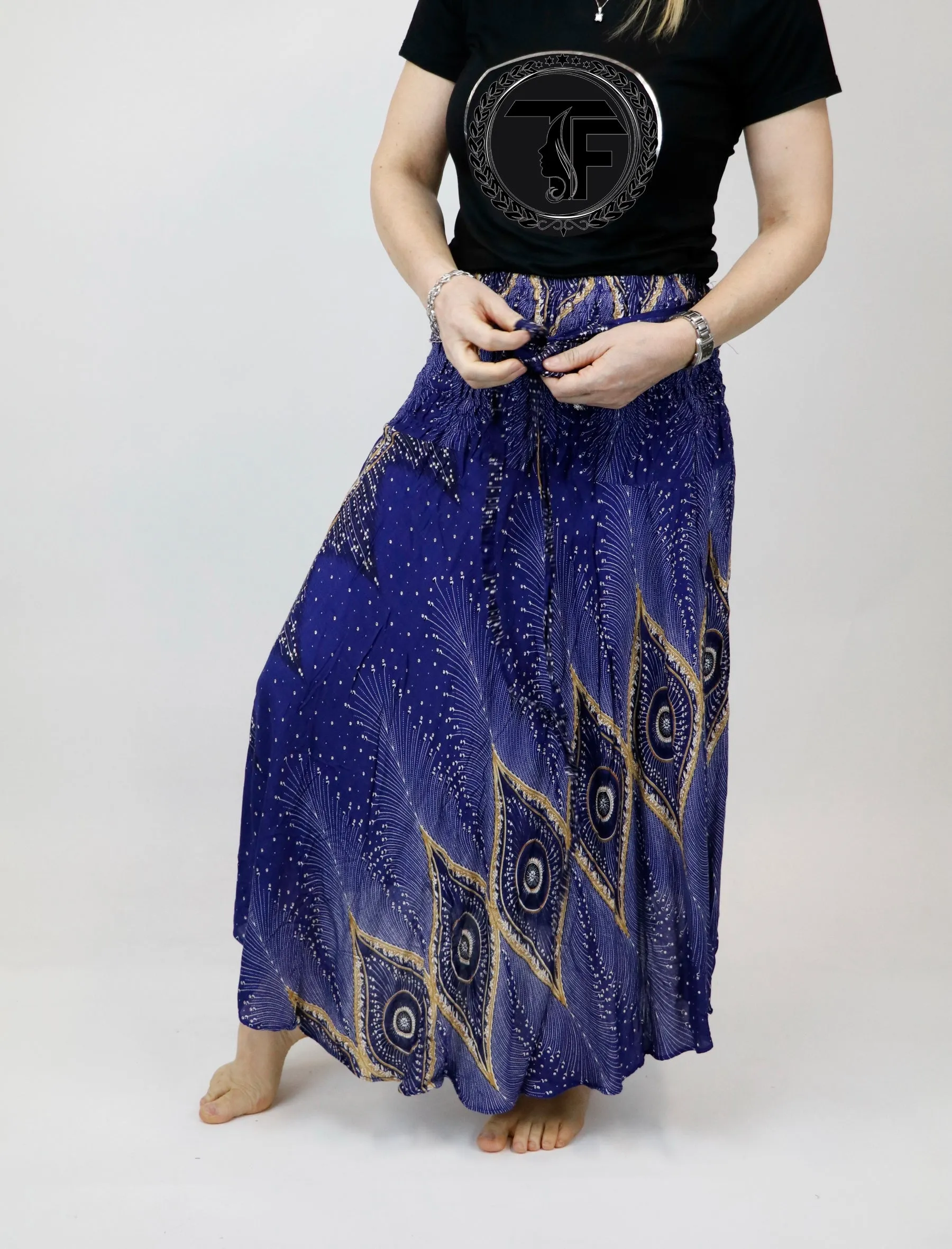 Peacock Maxi Skirts Women Boho Dress Hippie Wrap Long Skirt SKY04