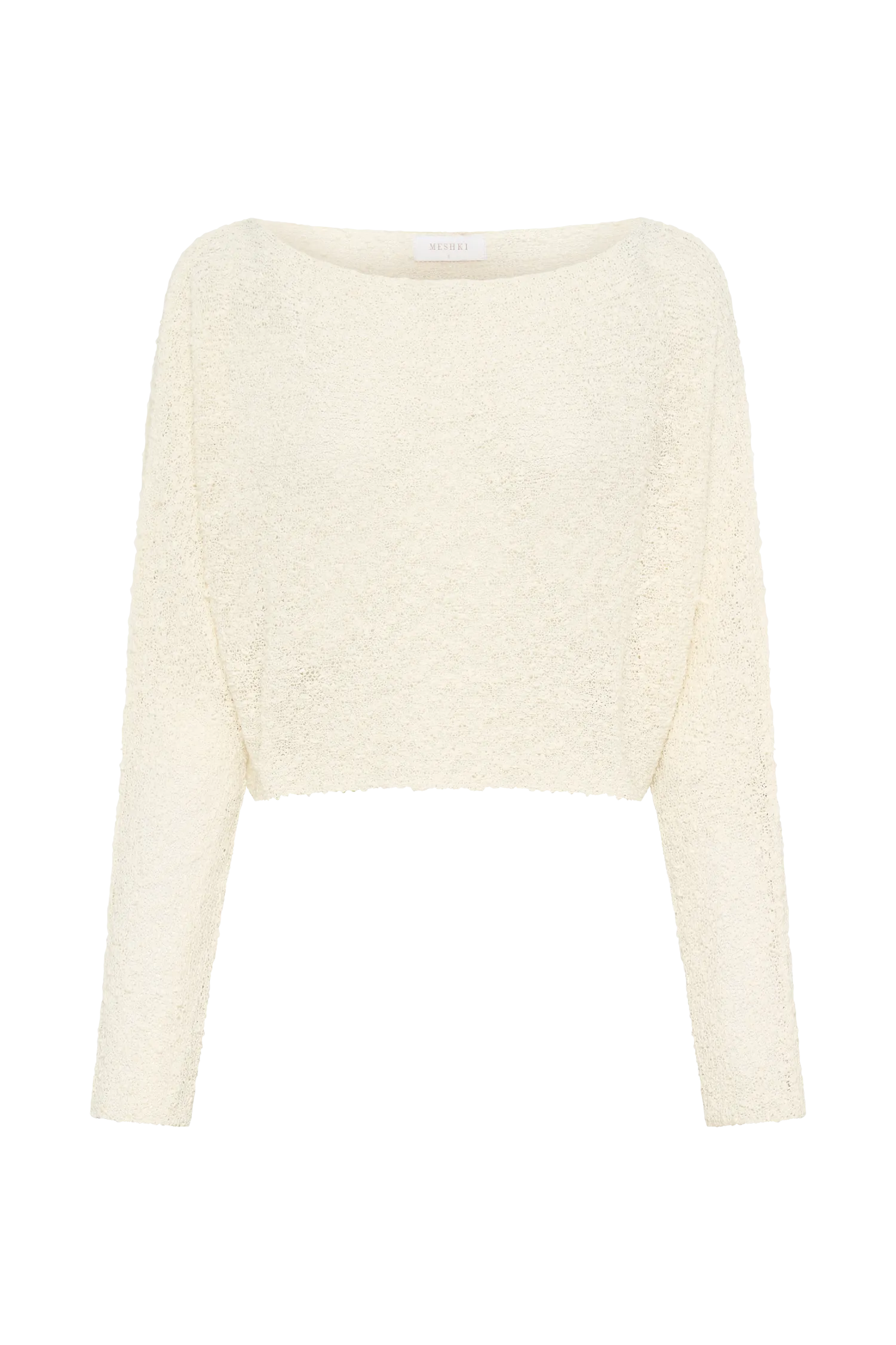 Petra Long Sleeve Knit Crop Top - Ivory