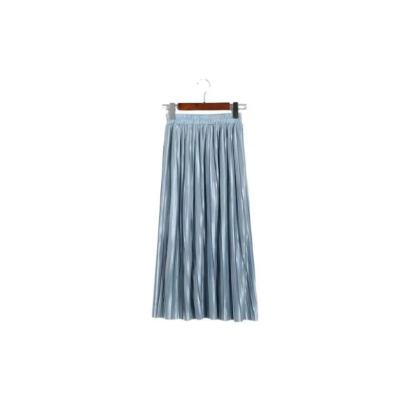 Pleated Satin Maxi Skirt Solid Colors
