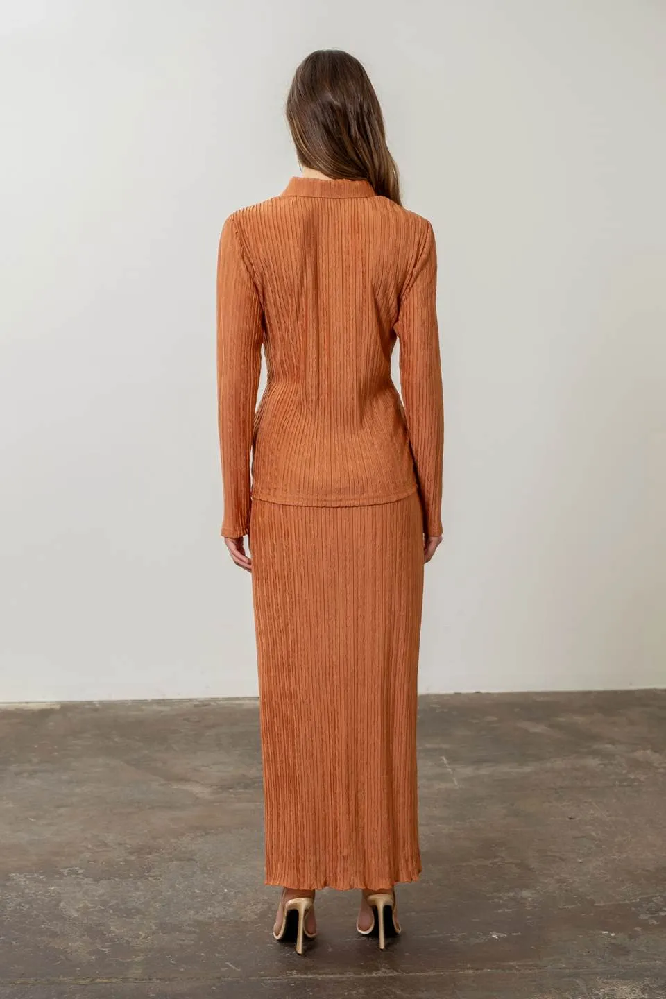 PLISSE HIGH WAIST LONG SKIRT