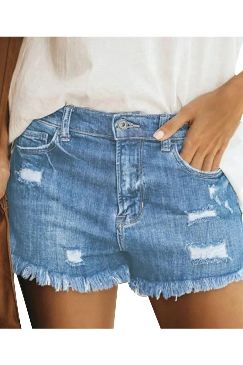 PT3170 Raw Hem Denim Shorts Pant