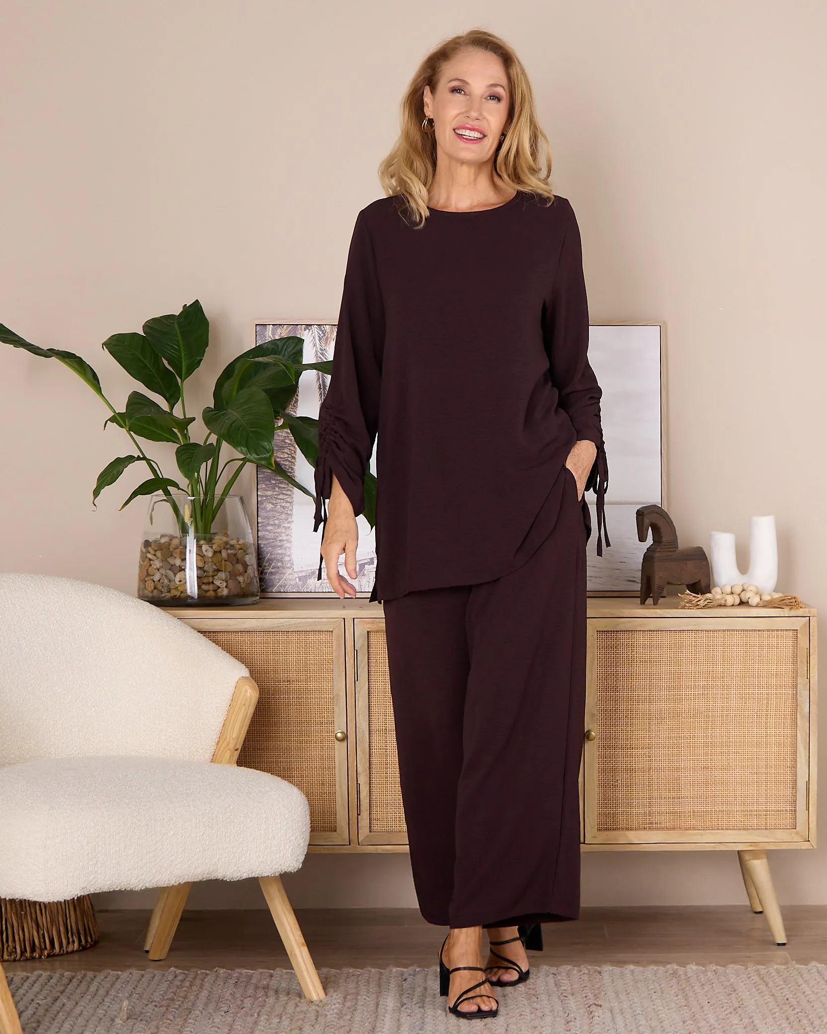 Raelynn Top & Pants Set - Brown