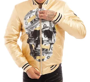 Reelistik-Skull Money Bomber Jacket-Gold