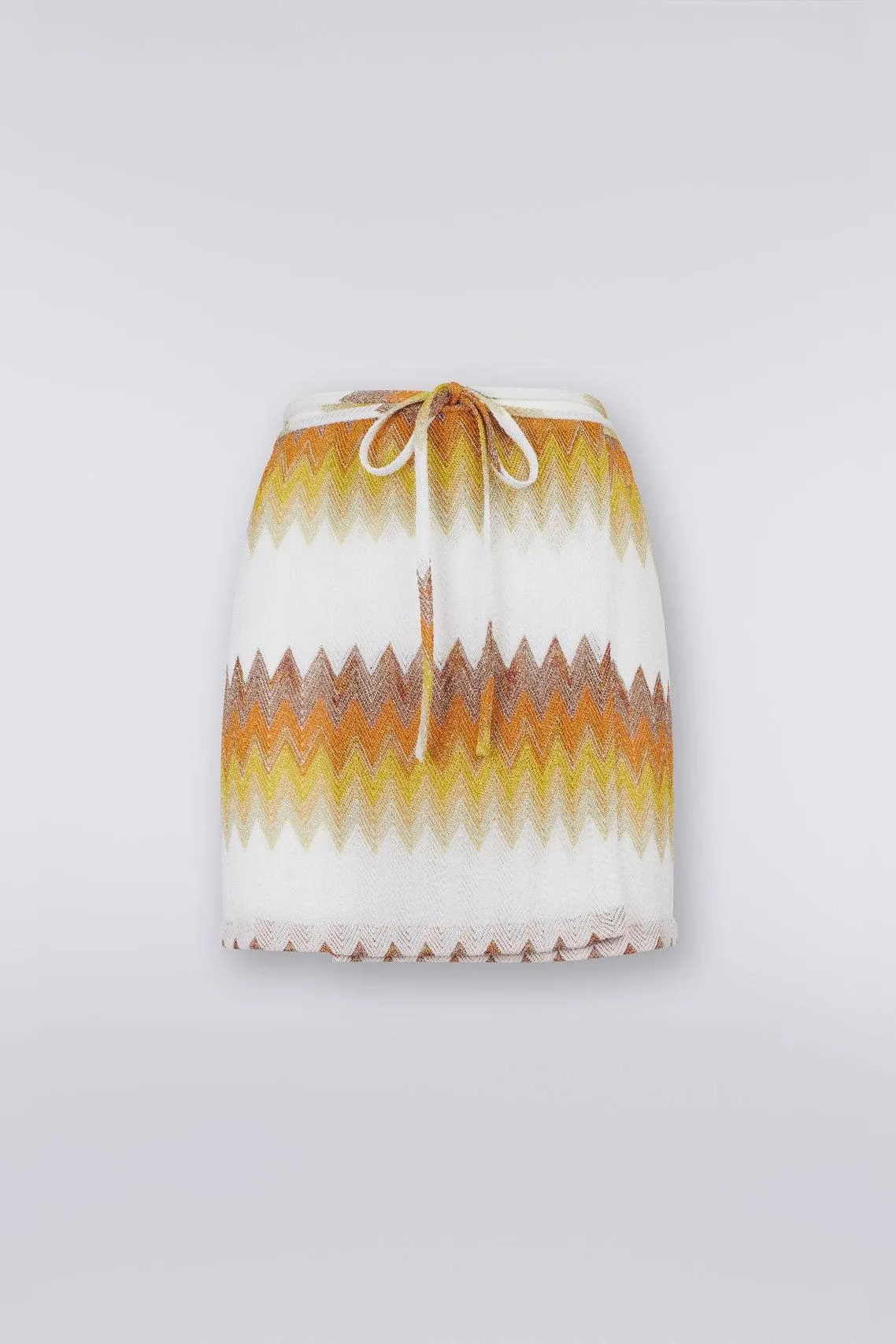 Sarong miniskirt cover up with lamé zigzag