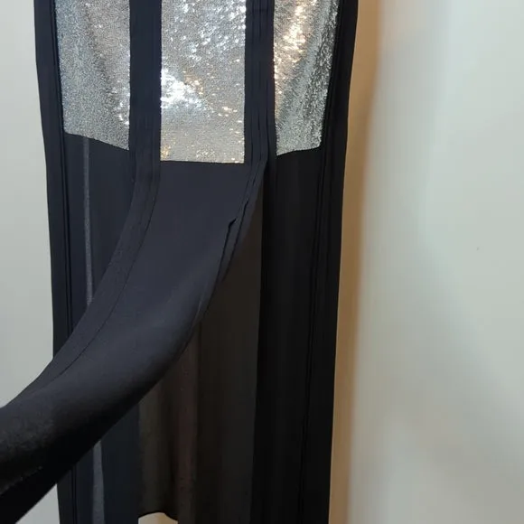 Sass & Bide Black & Silver Sequin Maxi Skirt