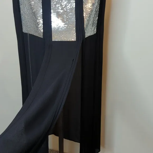 Sass & Bide Black & Silver Sequin Maxi Skirt
