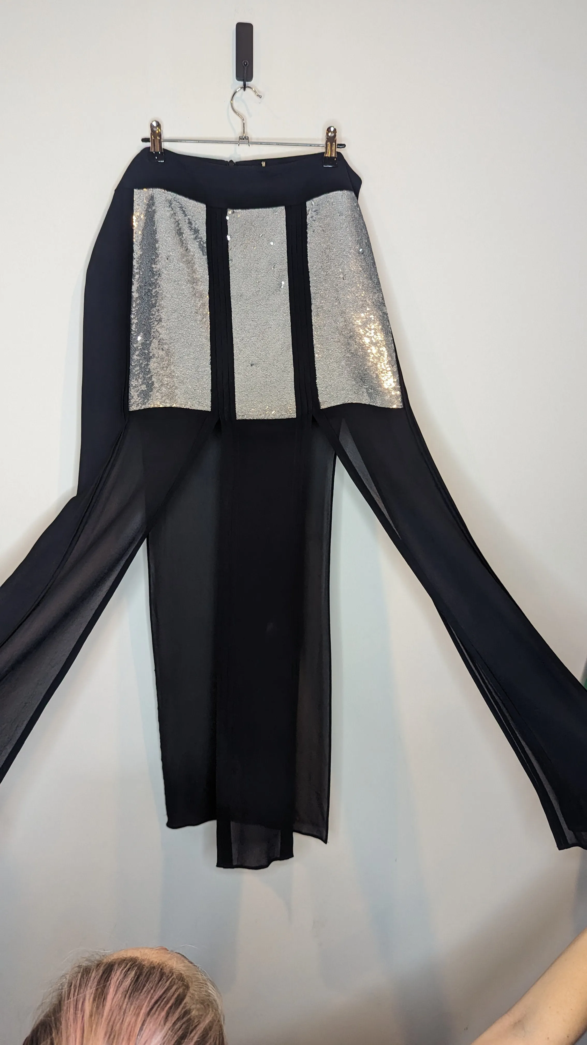 Sass & Bide Black & Silver Sequin Maxi Skirt