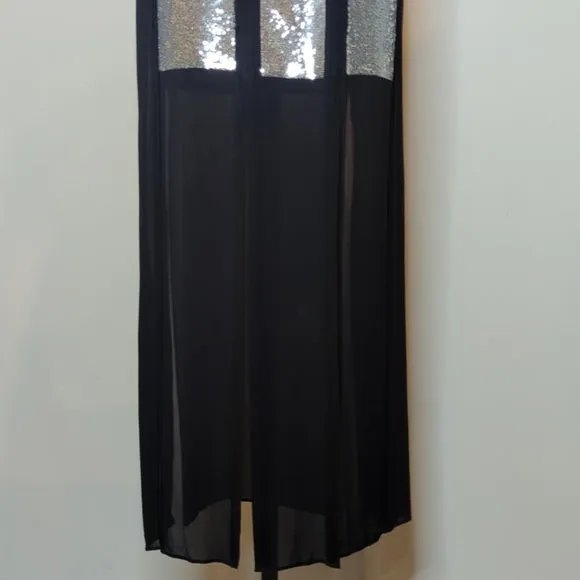 Sass & Bide Black & Silver Sequin Maxi Skirt