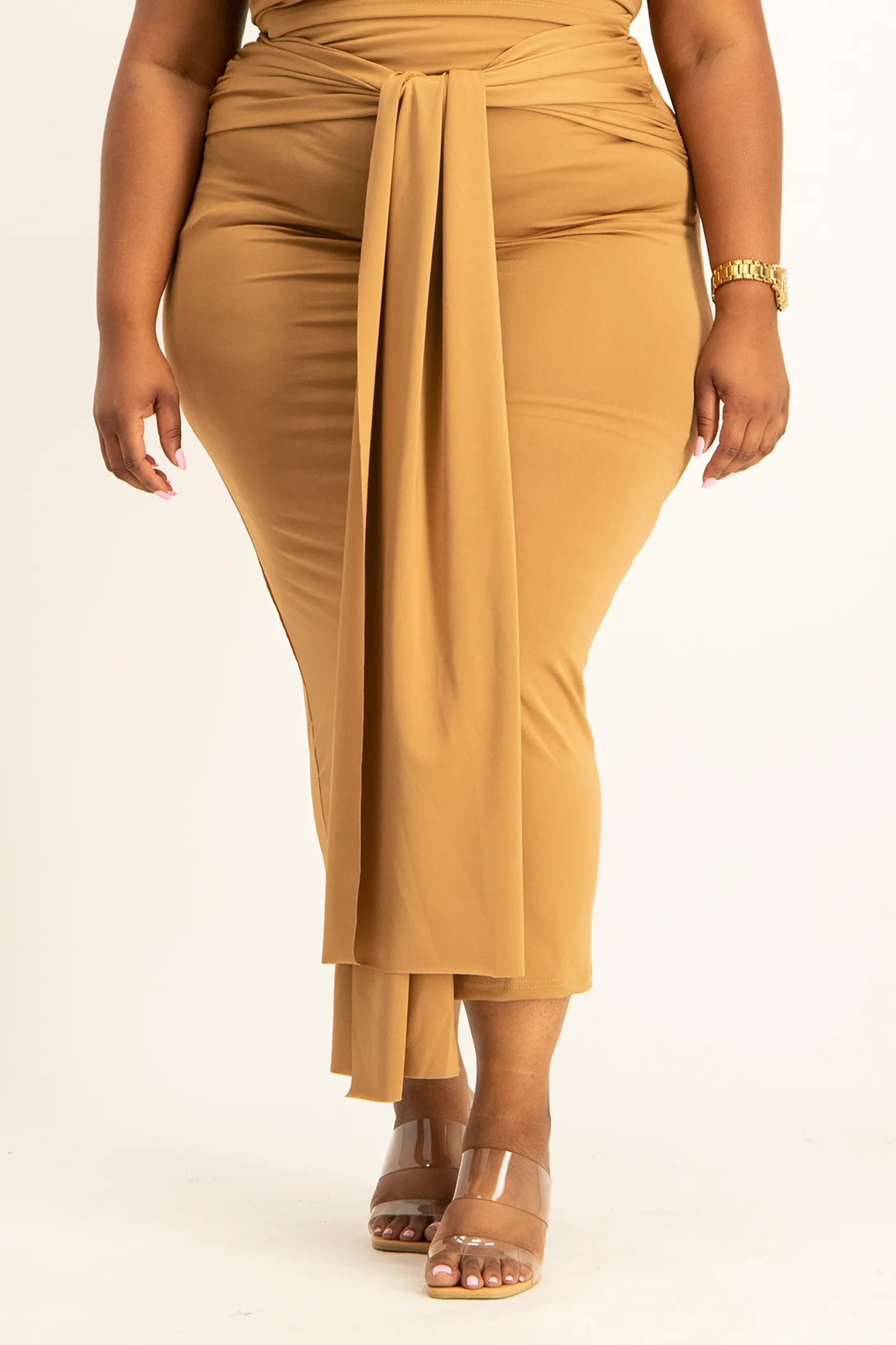 Savannah Wrap Tie Detail Skirt - Toasted Coconut