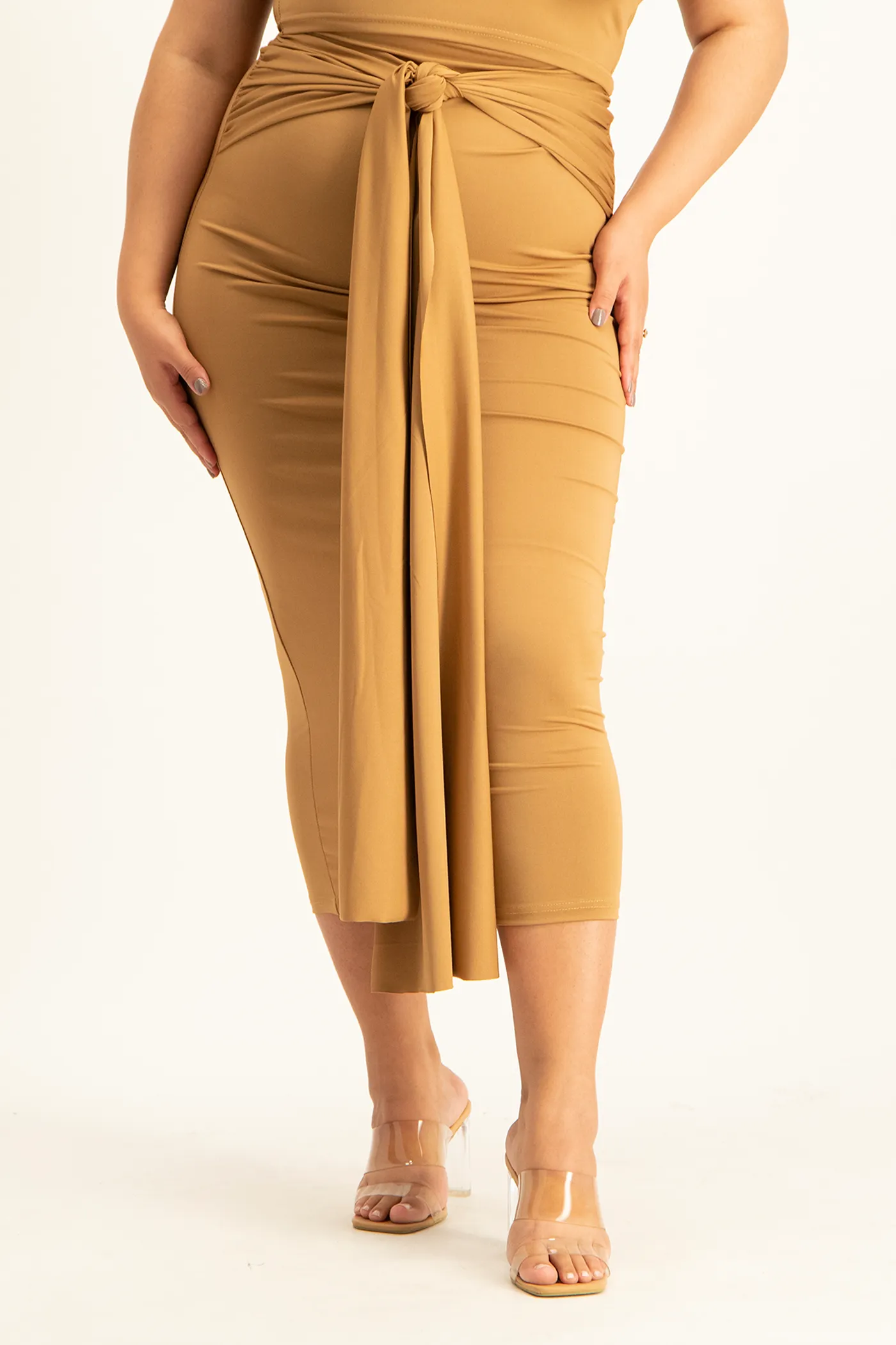 Savannah Wrap Tie Detail Skirt - Toasted Coconut