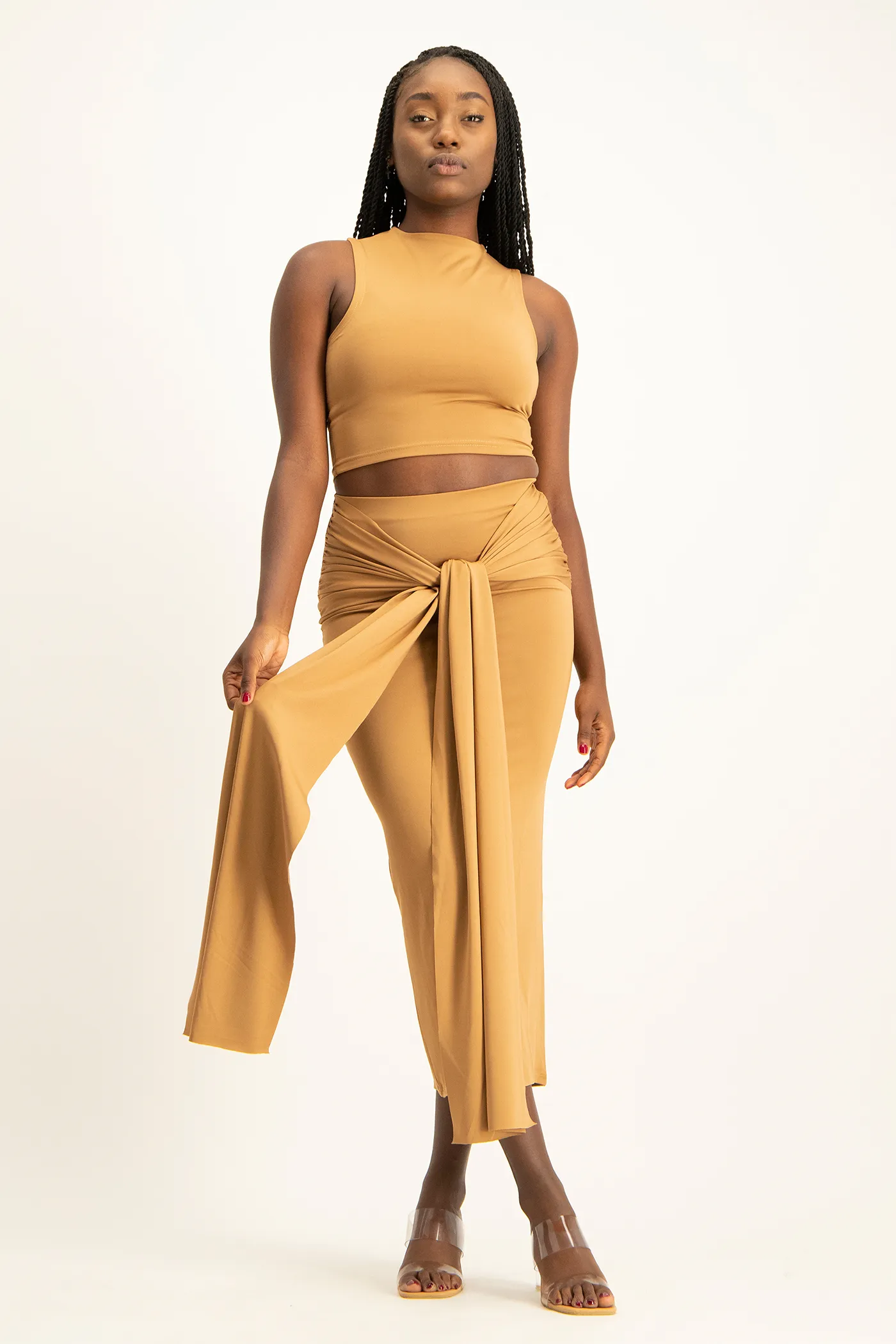 Savannah Wrap Tie Detail Skirt - Toasted Coconut