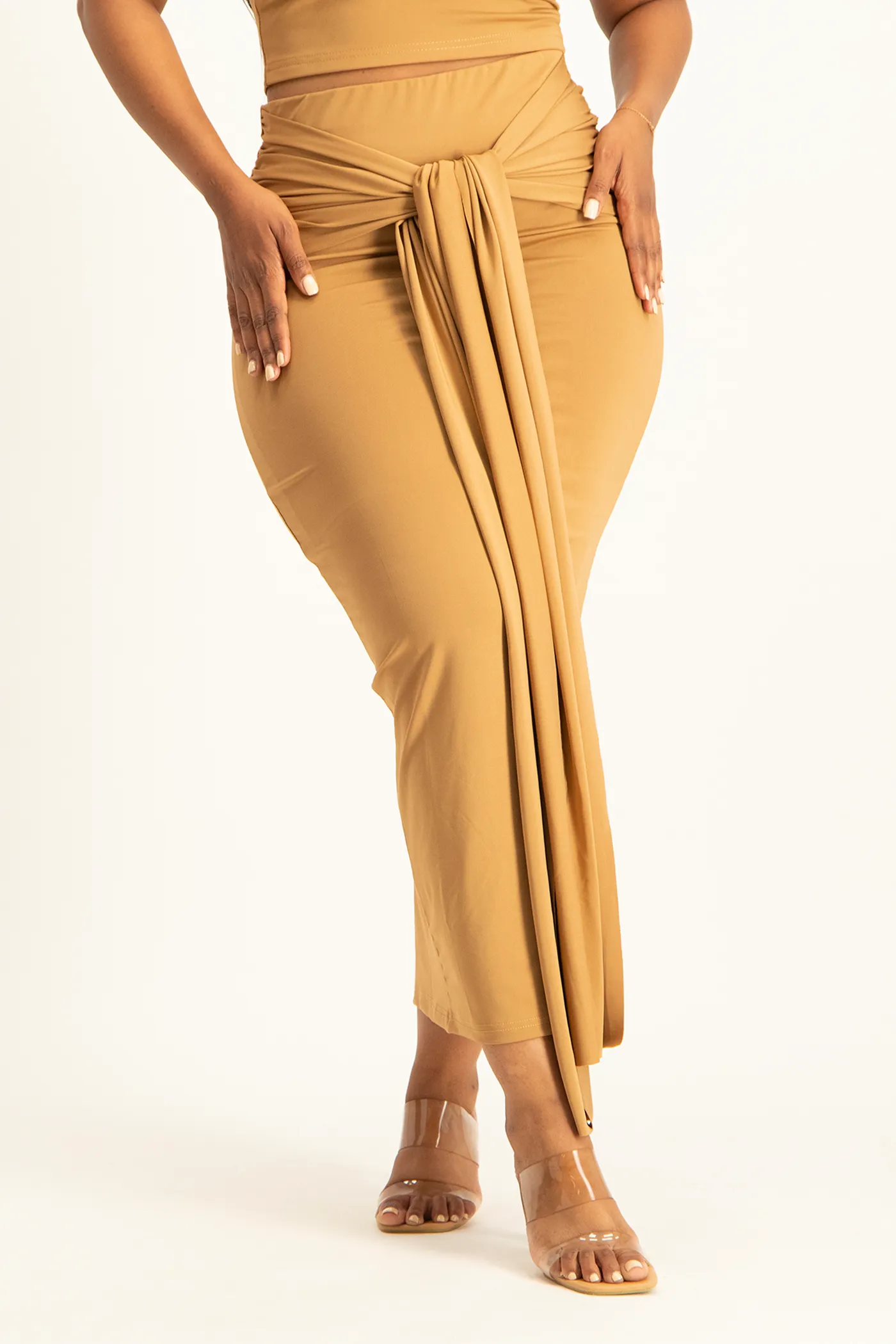 Savannah Wrap Tie Detail Skirt - Toasted Coconut