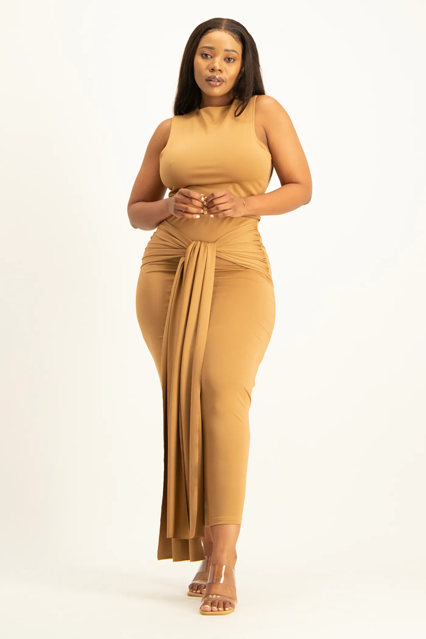 Savannah Wrap Tie Detail Skirt - Toasted Coconut