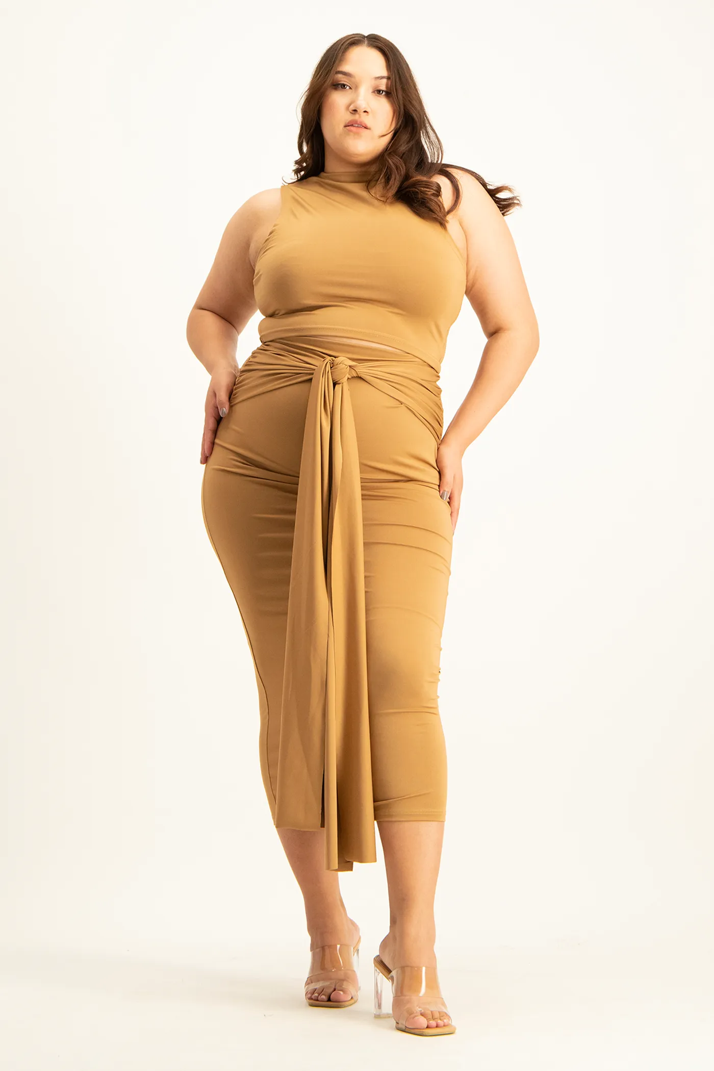 Savannah Wrap Tie Detail Skirt - Toasted Coconut