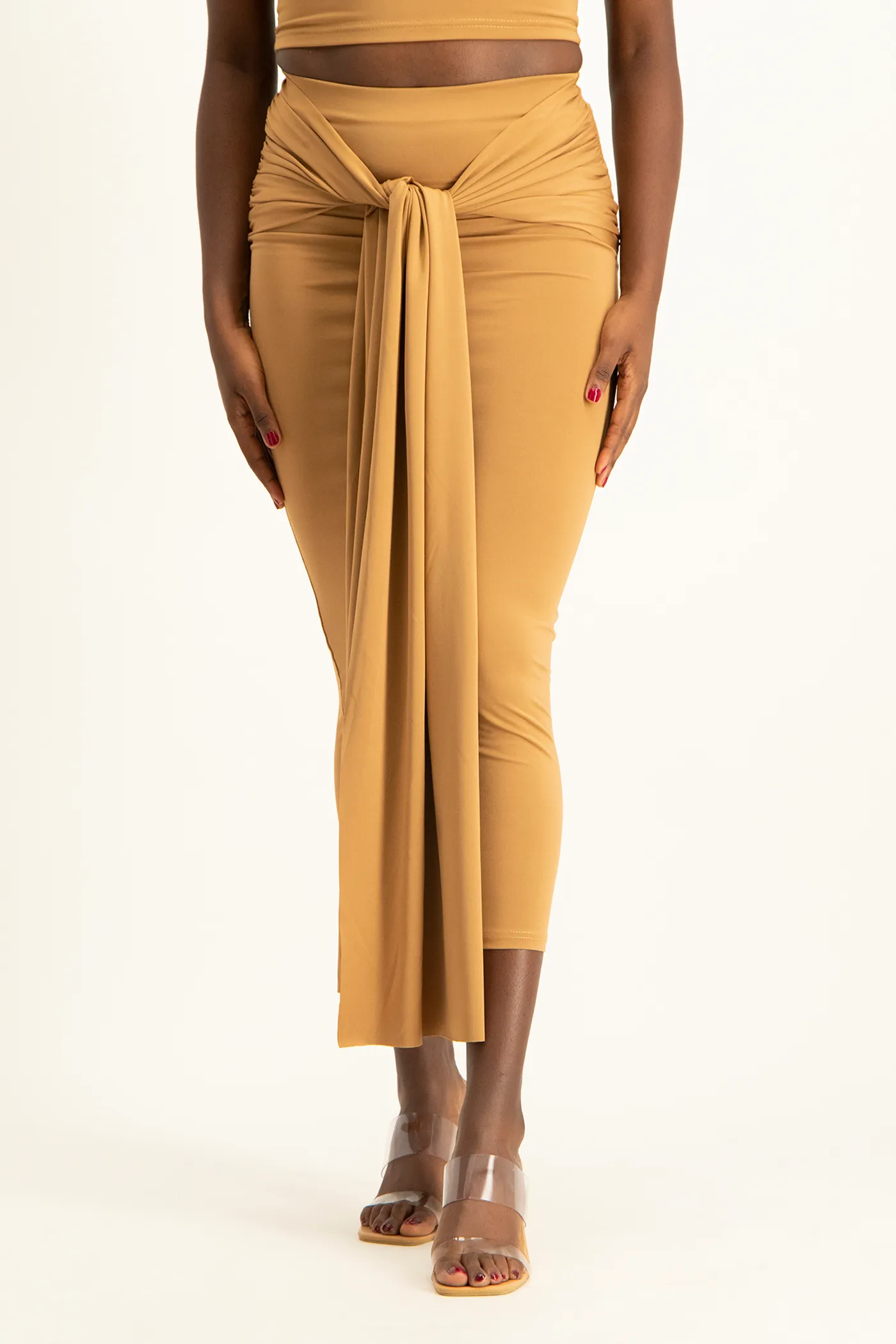 Savannah Wrap Tie Detail Skirt - Toasted Coconut