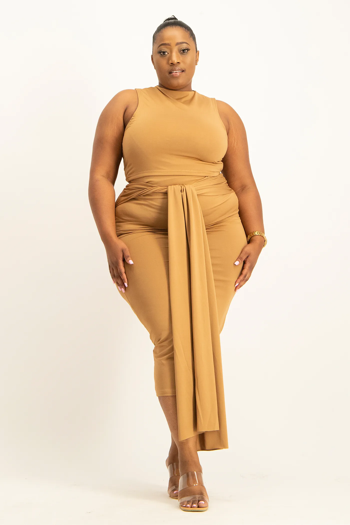Savannah Wrap Tie Detail Skirt - Toasted Coconut