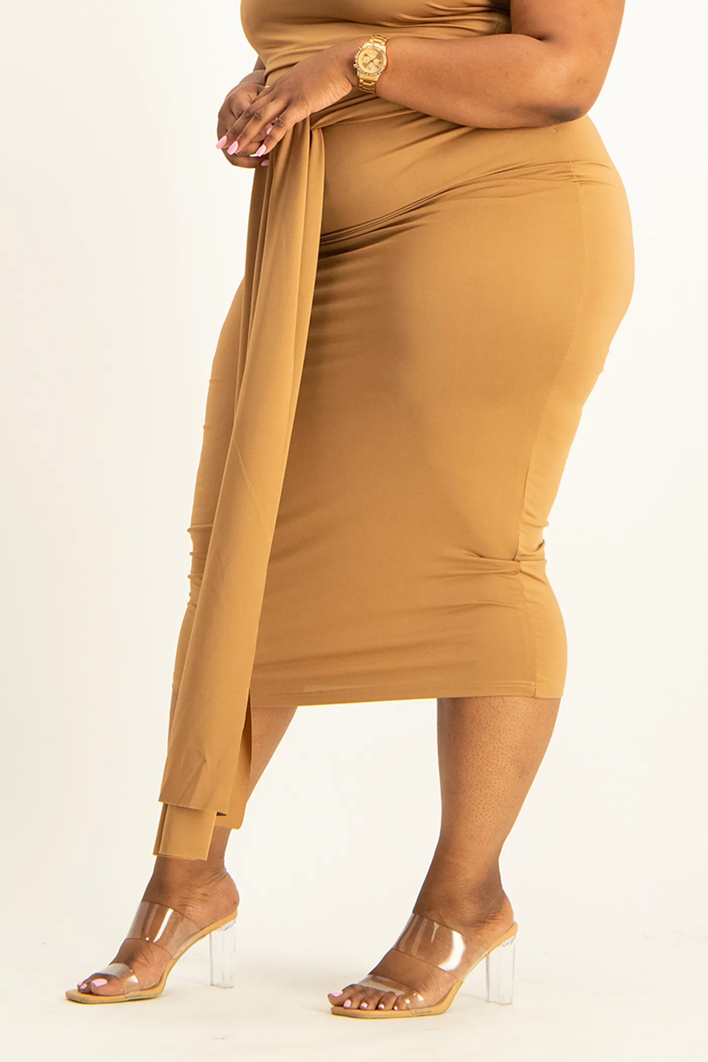 Savannah Wrap Tie Detail Skirt - Toasted Coconut
